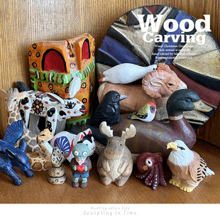 外贸出口 木雕 动物模型木刻订制 大师手工雕刻 实木收藏品汇总1