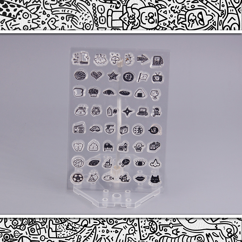 SCRAPBOOK DIY可爱线条小人 涂鸦小动物表情透明果冻手账印章贴纸