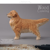 外贸出口木雕 大师手工雕刻实木收藏 宠物模型拉布拉多犬金毛犬狗