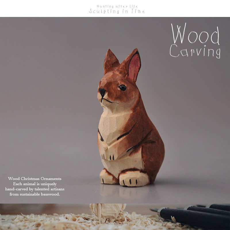 外贸出口 独一无2的木雕 动物模型小兔子 大师手工雕刻实木收藏,家居饰品,木雕,淘宝优惠券,粉丝福利购,淘宝优惠卷