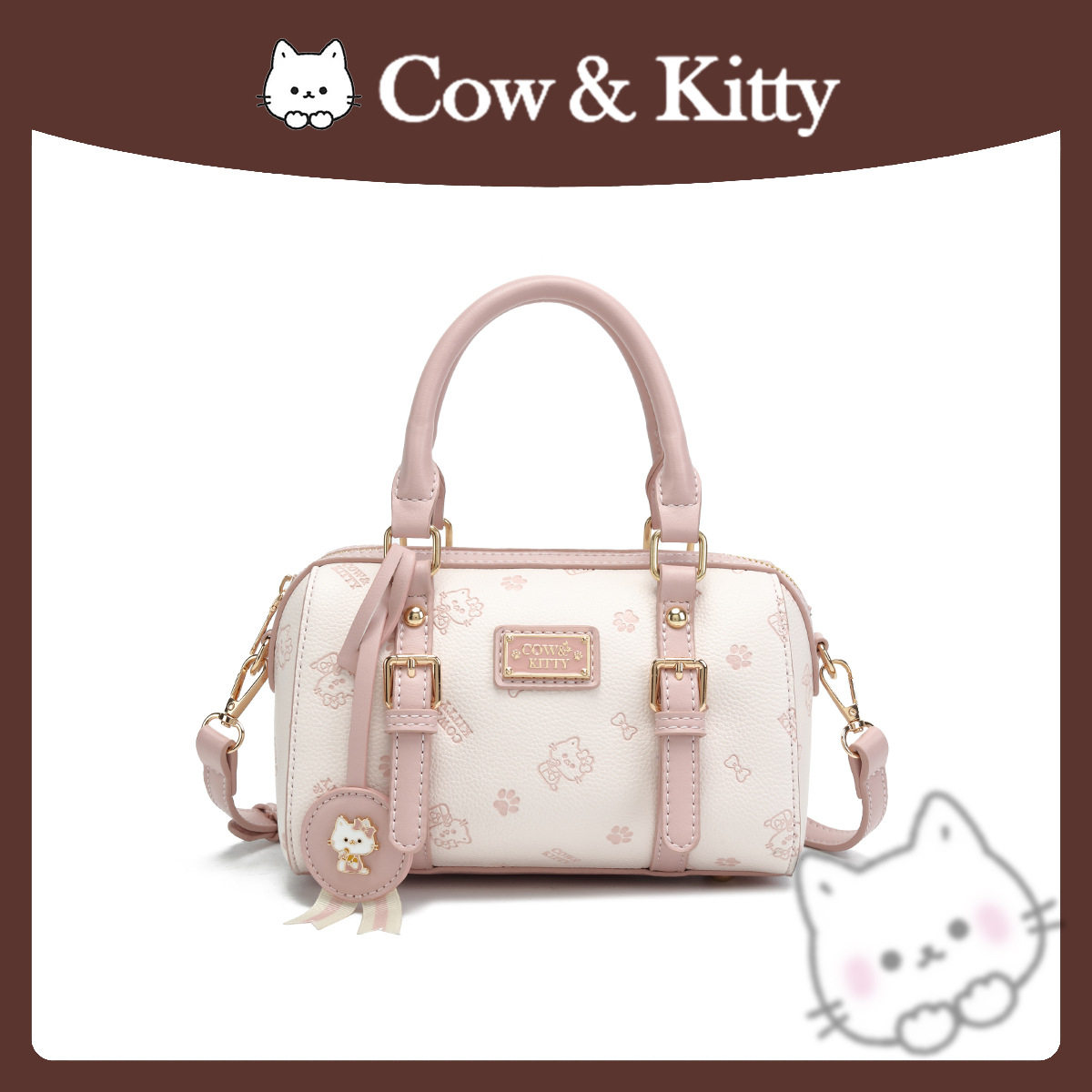 正品Cow&Kitty大容量波士顿女包小众刺绣通勤手提斜挎包百搭女包