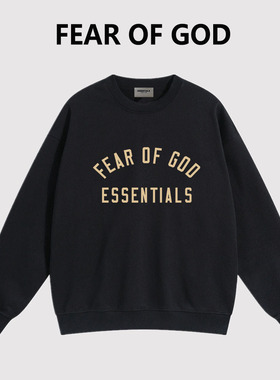 ESSENTIALS潮牌字母美式高街秋冬加绒宽松情侣圆领卫衣男女上衣