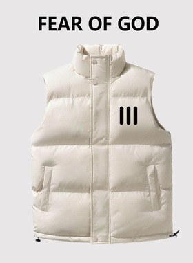 ESSENTIALS三条杠潮牌简约羽绒棉服男女FOG马甲百搭休闲情侣外套