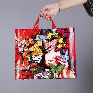 加厚红女人花服装店袋子礼品包装塑料袋大中小号手提袋购物鞋袋