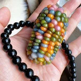 文玩玉米毛料整根手把件迷你七彩玻璃宝石血丝小玉米七彩宝石种子