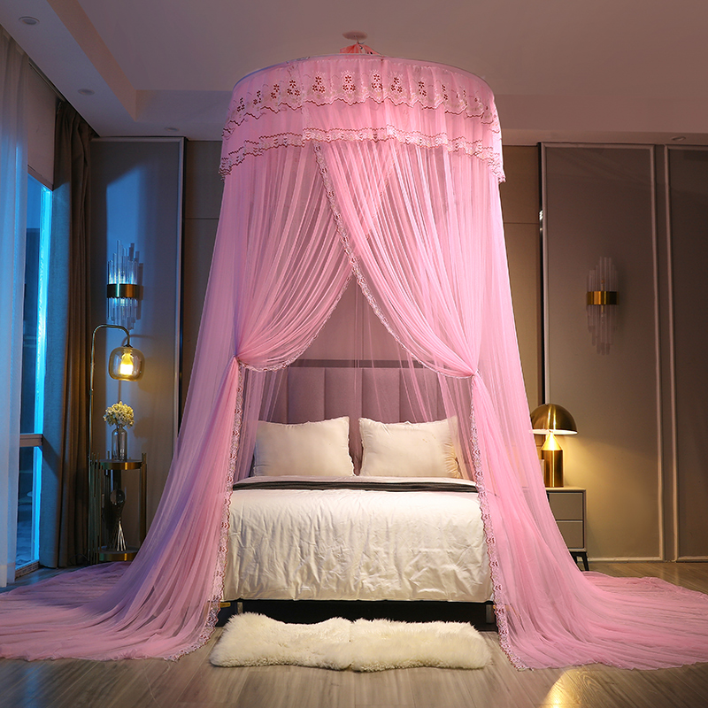 新款圆顶吊顶蚊帐1.5m双人1.8m家用加密1.2m儿童公主风免安装帐子