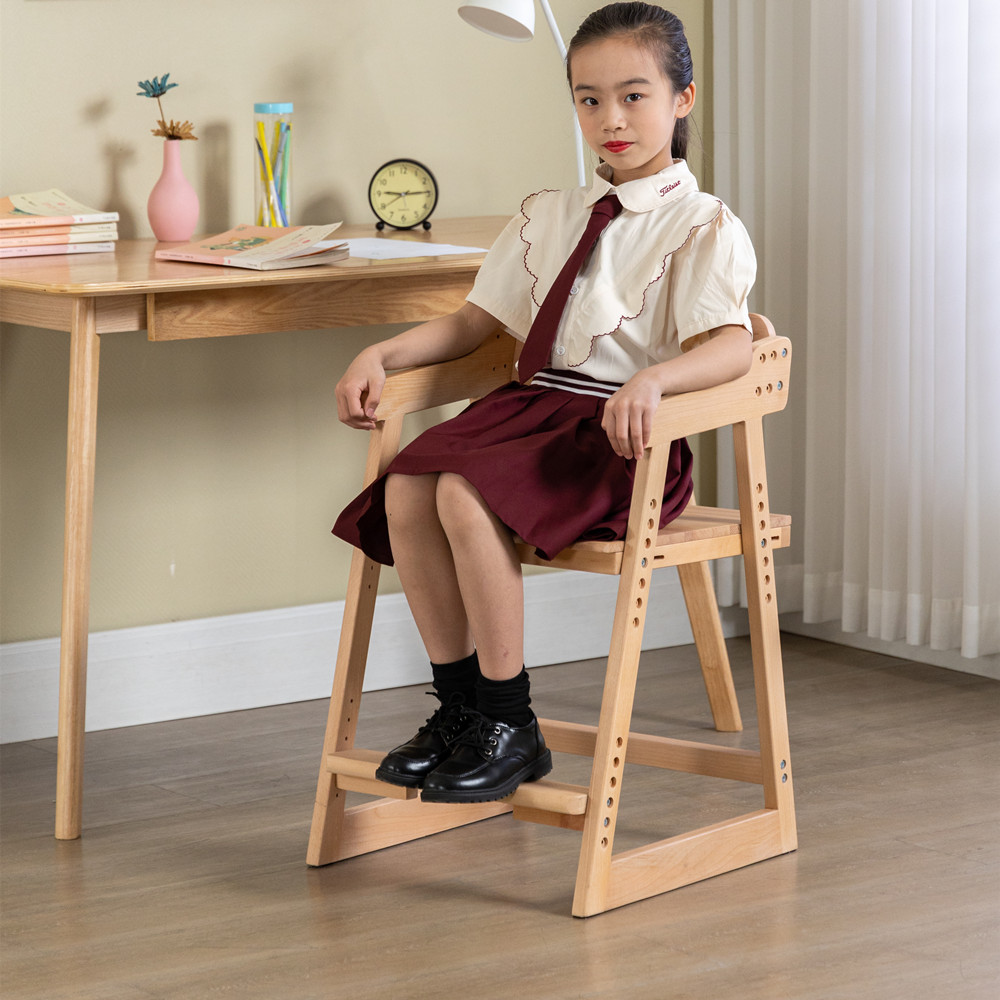 全实木儿童学习椅可调节可升降学生写字椅家用餐椅靠背多功能座椅