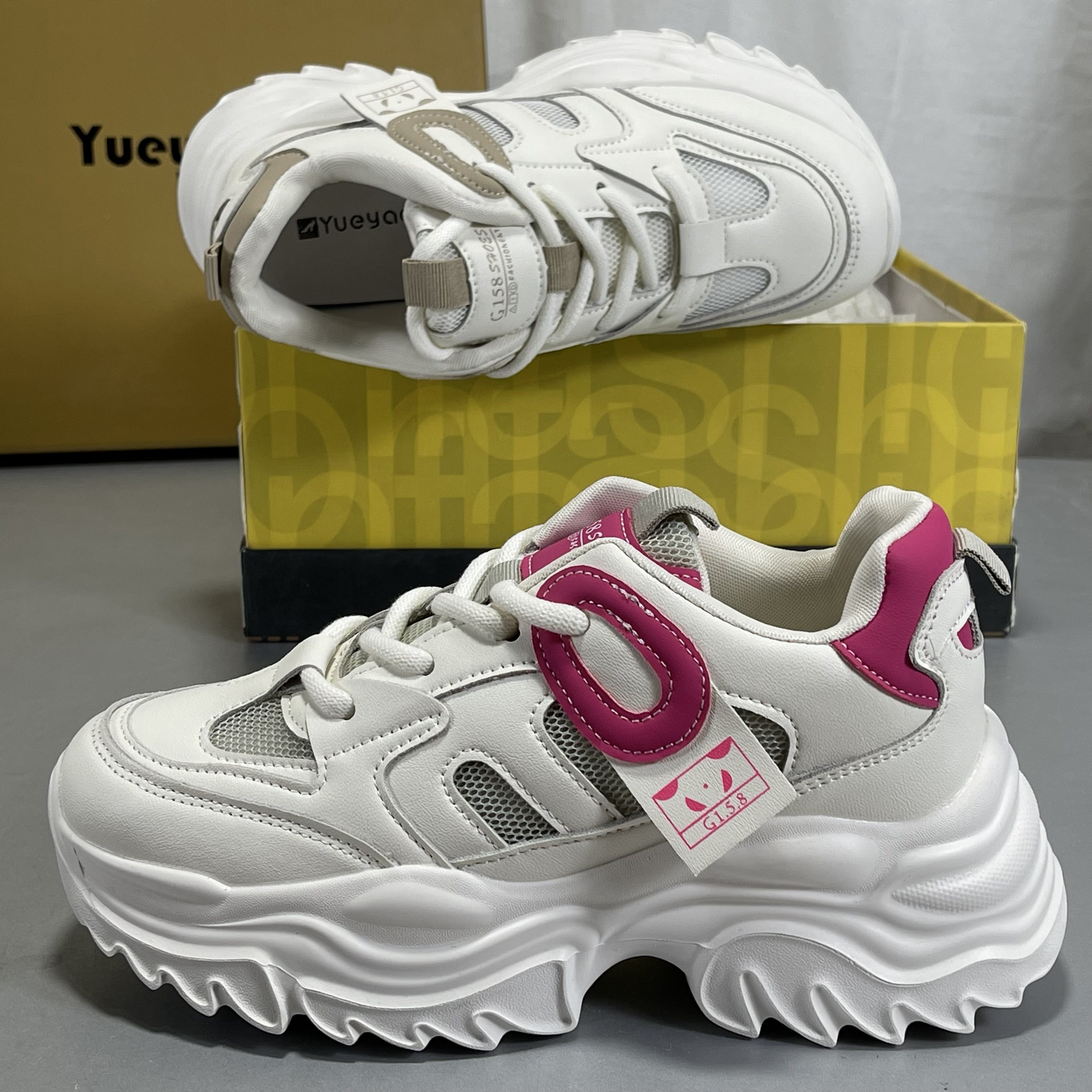 月芽儿真皮老爹鞋女2026春季新款发泡厚底女鞋百搭舒适休闲运动鞋