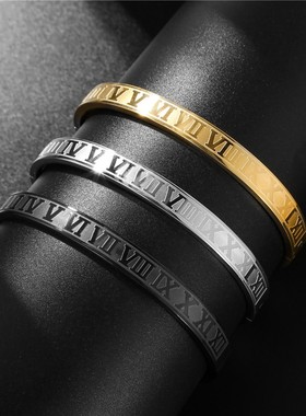 手镯罗马数字钛钢不锈钢女手环