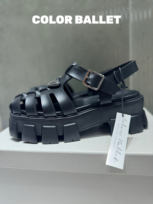 三角标COLORBAL新轻质增高粗跟爆款德比鞋新品休闲米标底轮胎底