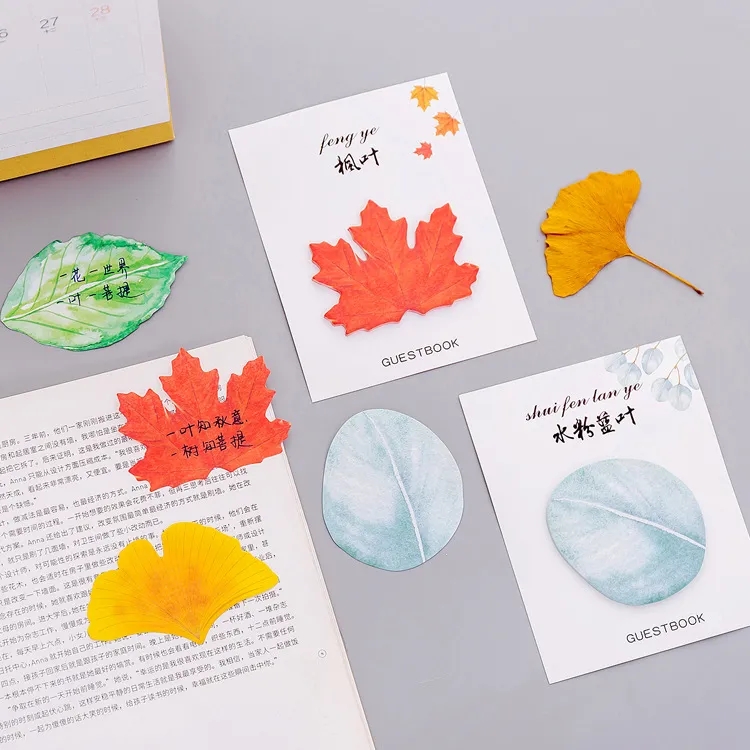 可爱创意树叶便利贴心愿墙有粘性仿真叶子ins学生奖品留言贴N次贴
