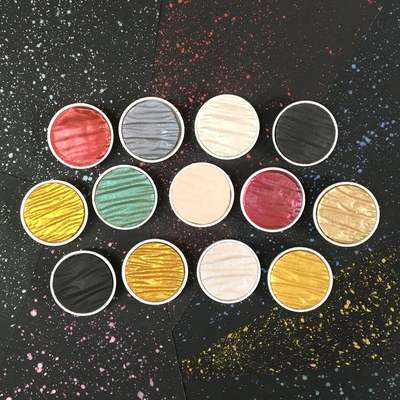 德国finetec水彩颜料固体珠光