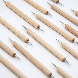 拓印转写双头木柄铁笔皮雕描图拓图双头铁笔金属笔木柄DIY工具