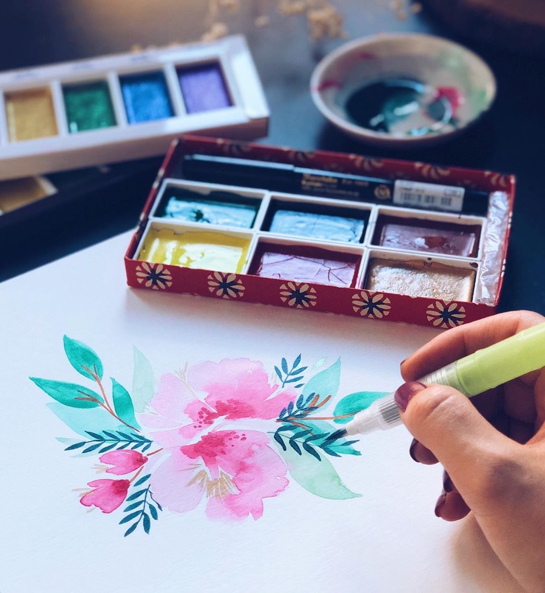 kuretake吴竹颜彩小红盒小绿盒彩り小箱 6色颜彩便利套装mc23-1