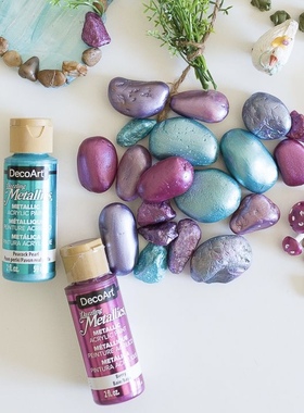 美国DecoArt进口金属色珍珠色压克力DA颜料丙烯二玫瑰金复古金