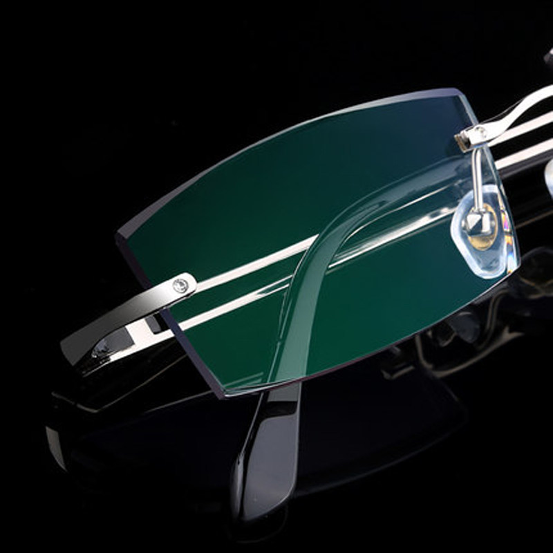 无螺丝钻石切边眼镜纯钛成品无框近视眼镜架超轻变色潮流眼镜框