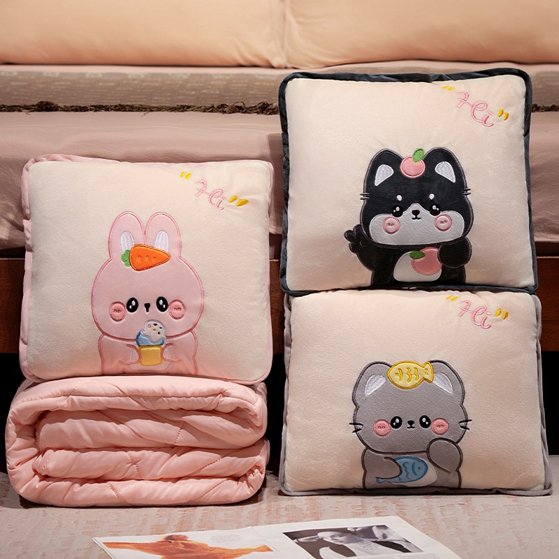 可爱动物抱枕被子两用二合一