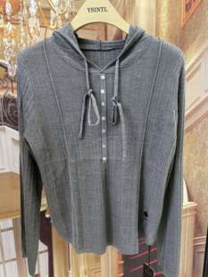 新款 修身 时尚 女长袖 显瘦百搭打底上衣潮 连帽针织衫 奥斯飞尔秋季