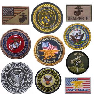 US NAVY刺绣魔术贴章海豹突击队臂章USMC背包补丁陆战队背心胸章