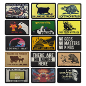 印刷款 双面魔术贴章美国嘻哈元 素棒球服胸章浣熊背包贴章英文臂章