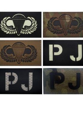 IR迷彩帽章反光USA补丁美国空降伞兵臂章PJ背包贴章夜光魔术贴章