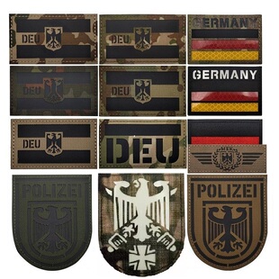 激光雕刻IR夜光国旗补丁反光DEU德国鹰魔术贴章GERMANY彩虹六号