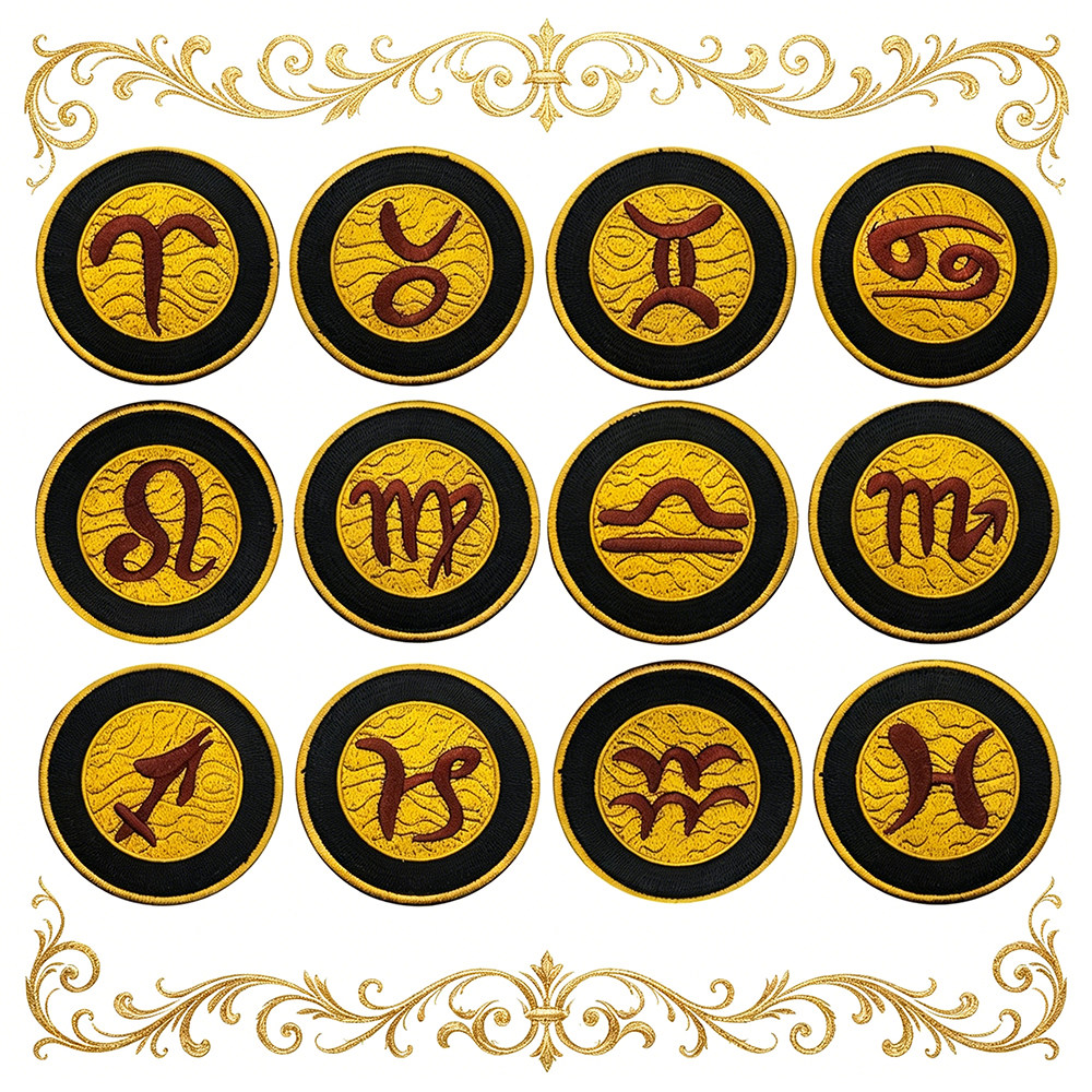 魔蝎座黄道十二宫满绣魔术贴章星座符号徽章天平座狮子座巨蟹座