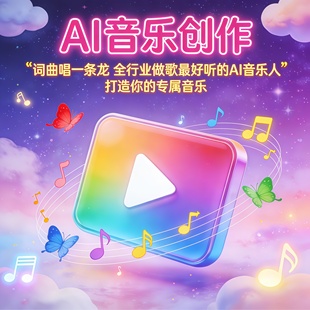 定制原创AI音乐制作歌曲ai改词翻唱送人创作作曲编曲歌曲音频伴奏