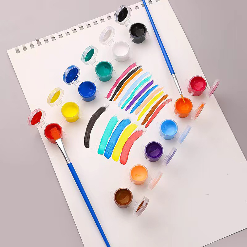 丙烯颜料条高光儿童无毒防水连条12色颜料涂色颜料手工美术绘画