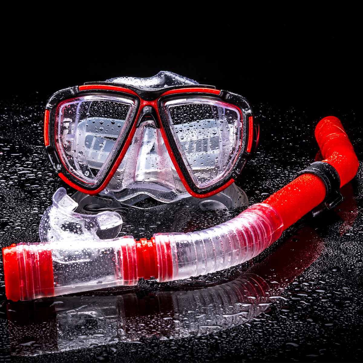 浮潜基础款潜水镜半干式带眼罩呼吸管潜水装备成人初学者游泳套装