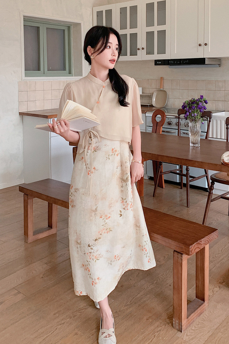 现货！新中式风小衫＋吊带裙套装两件套159-0918P125K178,女装连衣裙,浙宝159