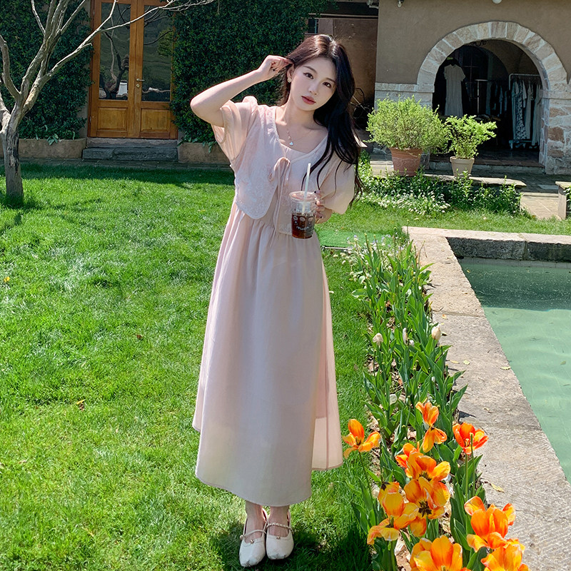 现货！粉色假两件天丝棉连衣裙159-0929P125K178，女装连衣裙，浙宝159