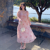 2025新款春季法式浪漫度假风粉色碎花连衣裙时尚甜美清新长袖裙子，女装连衣裙，浙宝159