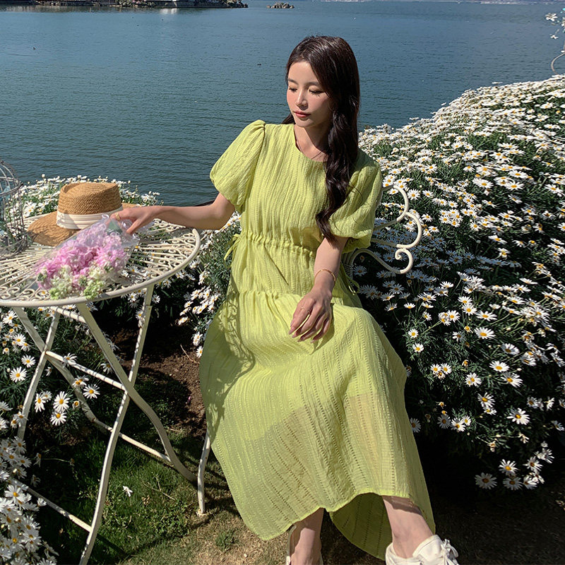 现货！绿色法式甜美超仙连衣裙159-8907P105K158,女装连衣裙,浙宝159