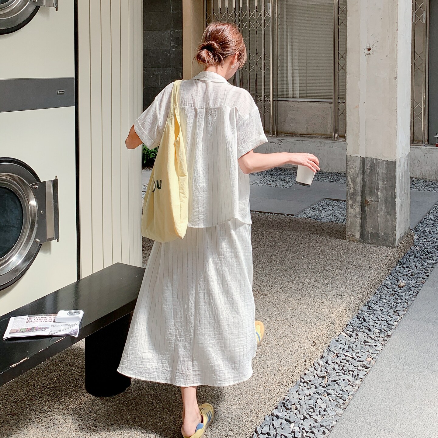 新款现货！米白色条纹休闲套装女159-796P145K208,女装套装/套裙,浙宝159