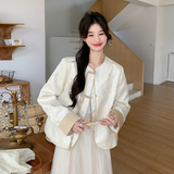 现货!新中式盘扣风外套女米白色159-0912P140K198，女装短外套，浙宝159