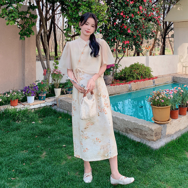 现货！新中式风小衫＋吊带裙套装两件套159-0918P125K178,女装连衣裙,浙宝159
