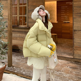 新款！黄色泡芙羽绒服女90白鸭绒159-559P335K498，女装羽绒服，浙宝159