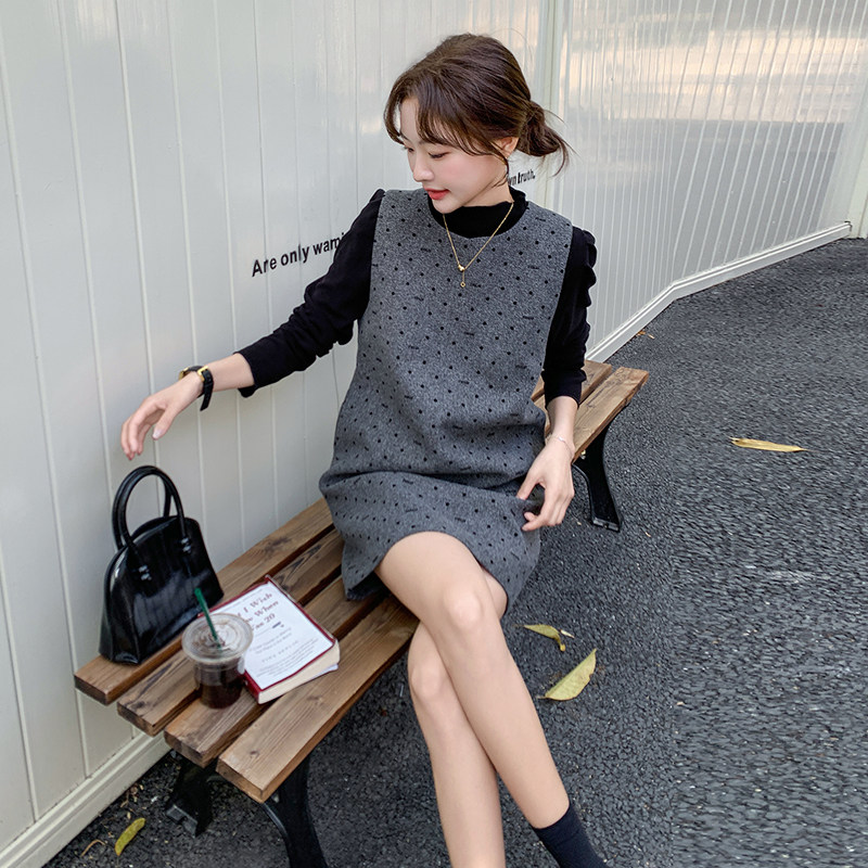 现货！针织衫+植绒毛呢背心裙两件套装159-738P135K188,女装套装/套裙,浙宝159