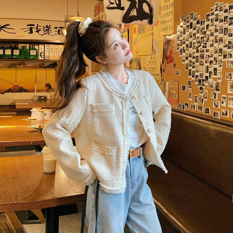 粉色小香风外套女2024秋新款别致设计感流苏流行漂亮法式气质上衣,女装短外套,浙宝159