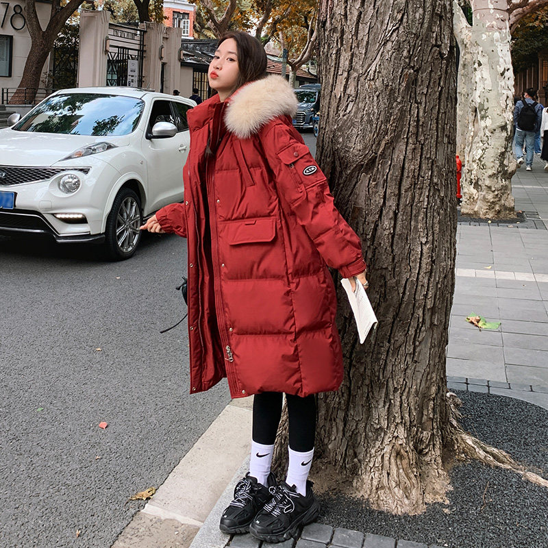 ！数据好~90白鸭绒羽绒服红色中长款159/829/P335K498,女装羽绒服,浙宝159