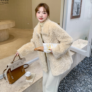 现货 保暖羊羔毛皮毛一体外套女短款159-724P165K248，女装短外套，浙宝159
