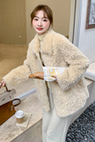 现货保暖羊羔毛皮毛一体外套女短款159-724P165K248，女装短外套，浙宝159
