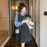 现货！高品质蓝色衬衫+毛呢裙两件套装159-736P165K248，女装套装/套裙，浙宝159