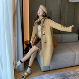 新款！学院风连帽牛角扣毛呢外套女中长款159/8866/P175K248，女装毛呢外套，浙宝159