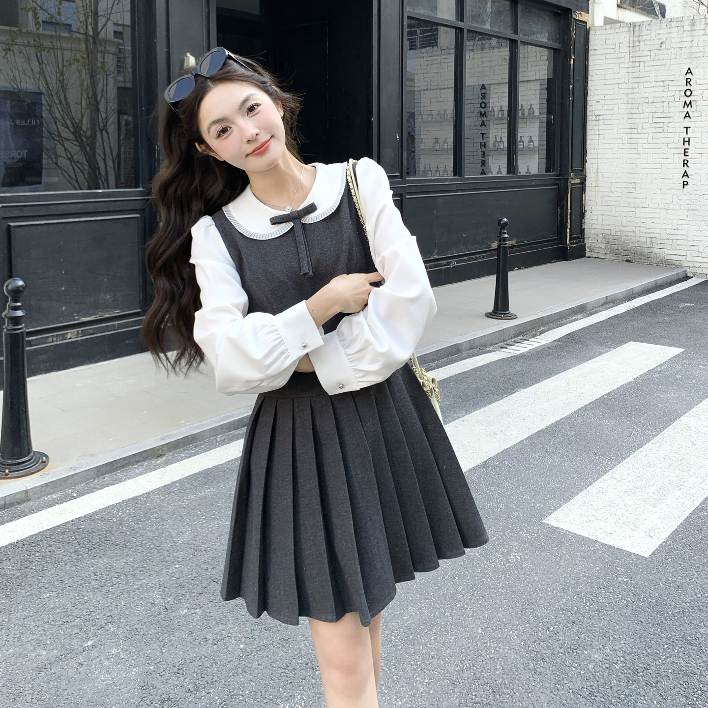新款学生2026春装气质千金风拼接连衣裙159-2601P155K248,女装连衣裙,浙宝159