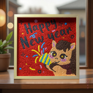 2026春节马年纸浆画数字油画儿童diy材料包丙烯画填色画木框亲子