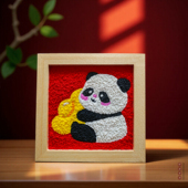 新年卡通数字油画儿童diy手工纸浆画材料包木框填色画丙烯画团建