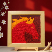 马年春节新年数字油画儿童diy手工卡通纸浆画材料包丙烯画填色画