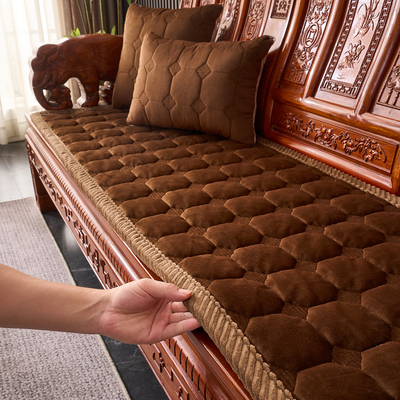 冬季保暖牛奶绒新中式实木沙发垫